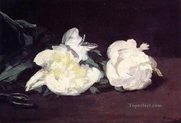 Flores Painting - Rama de peonías blancas con tijeras de podar flor impresionismo Edouard Manet